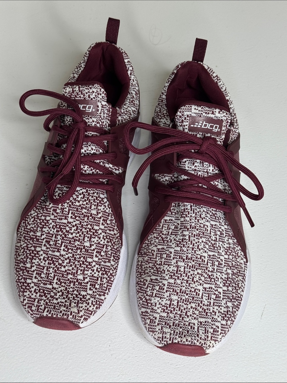bcg Women's Burgundy Knit Athletic Sneakers 9B